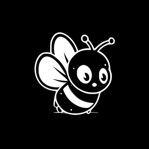 Bee Black and White Vector illustration