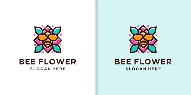 Bee bloem logo sjabloon