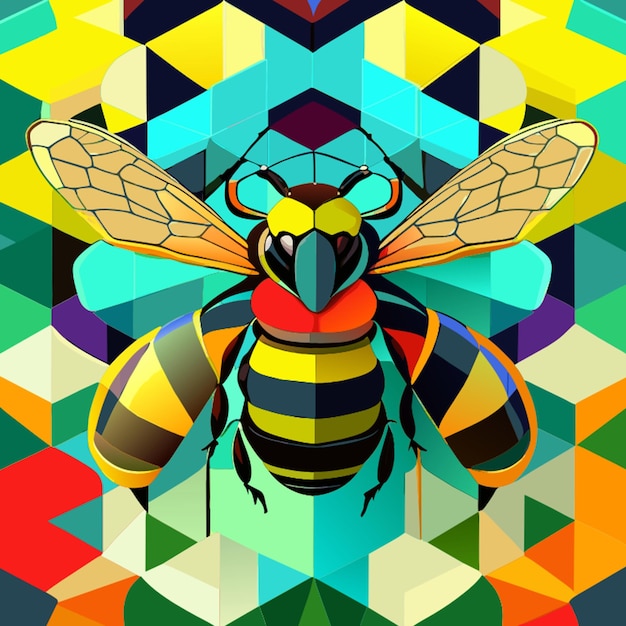 Vector bee by piet mondrian