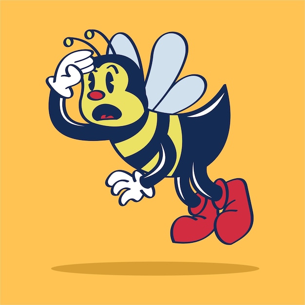 Vector bee cartoon character searching someone