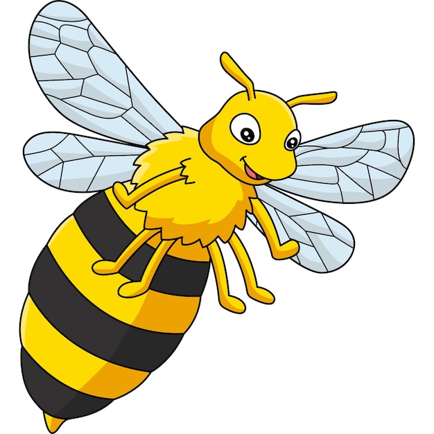 Vector bee cartoon colored clipart illustration