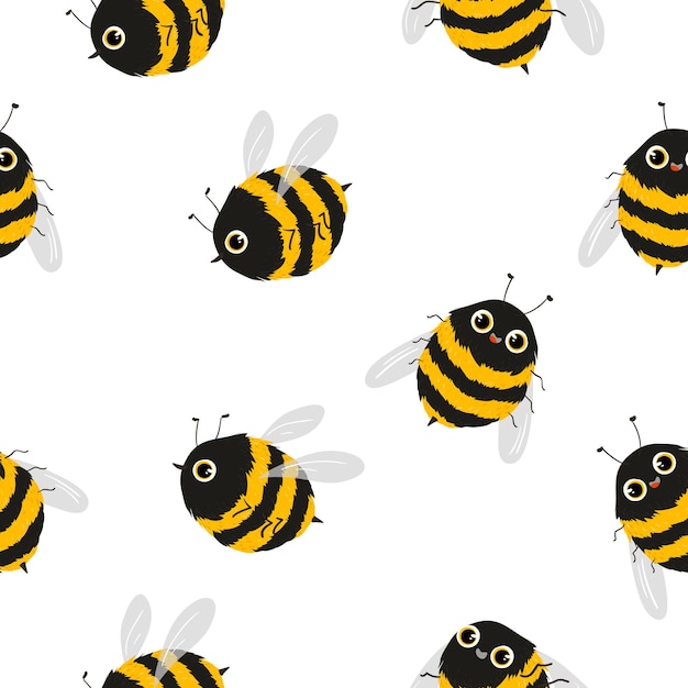 Bee character seamless pattern, vector bee pattern eps10