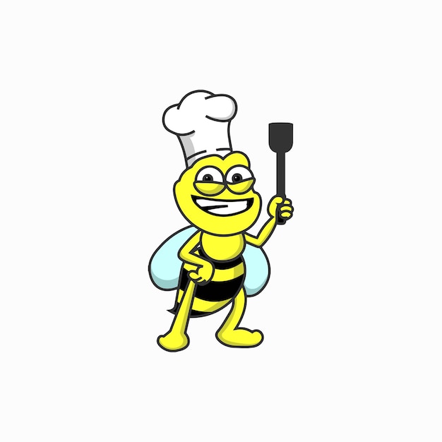 bee chef funny illustration vector