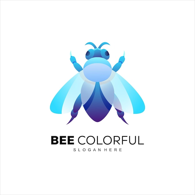 Bee colorful logo design colorful gradient