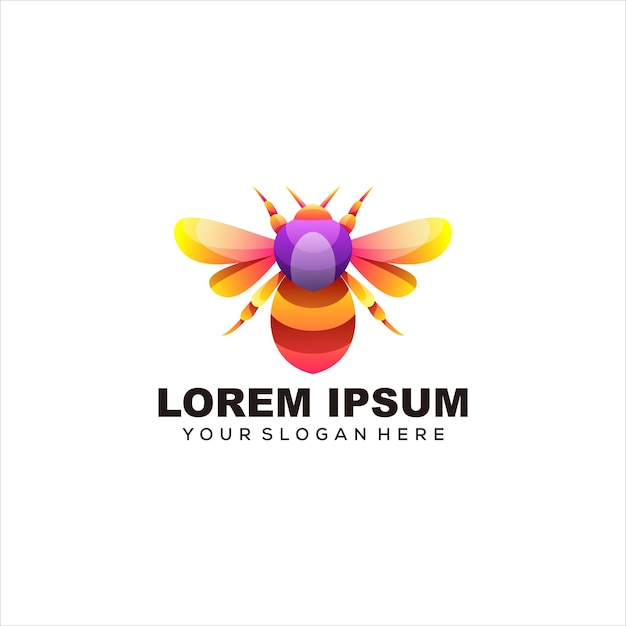 bee colorful logo illustration vector