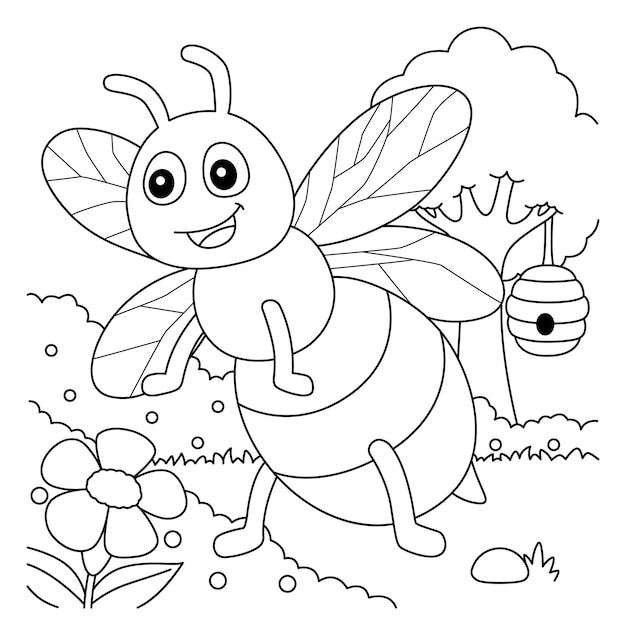 Bee Coloring Page for Kids