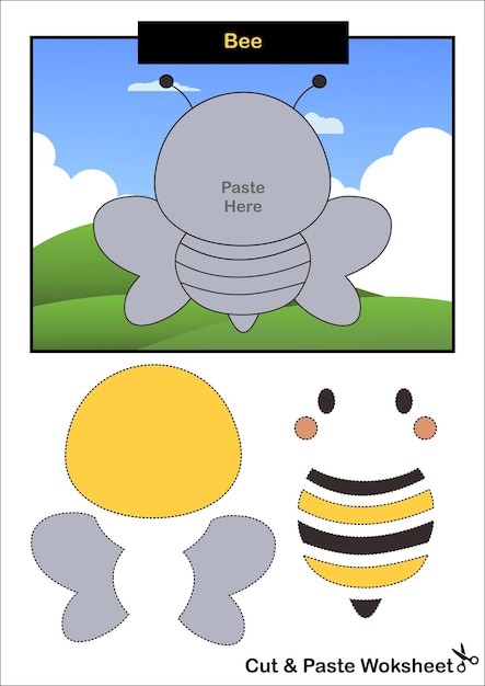 Bee cut and paste worksheet