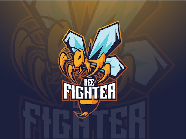 Вектор логотипа талисмана bee fighter esport