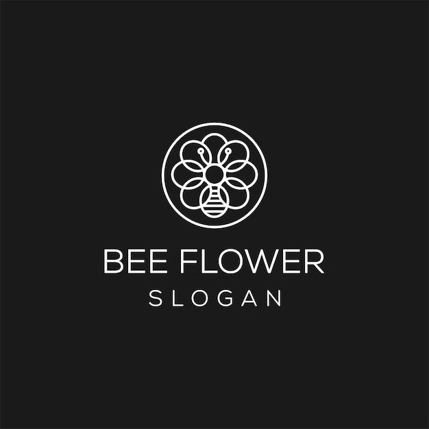 bee flower logo vector flat icon logo design