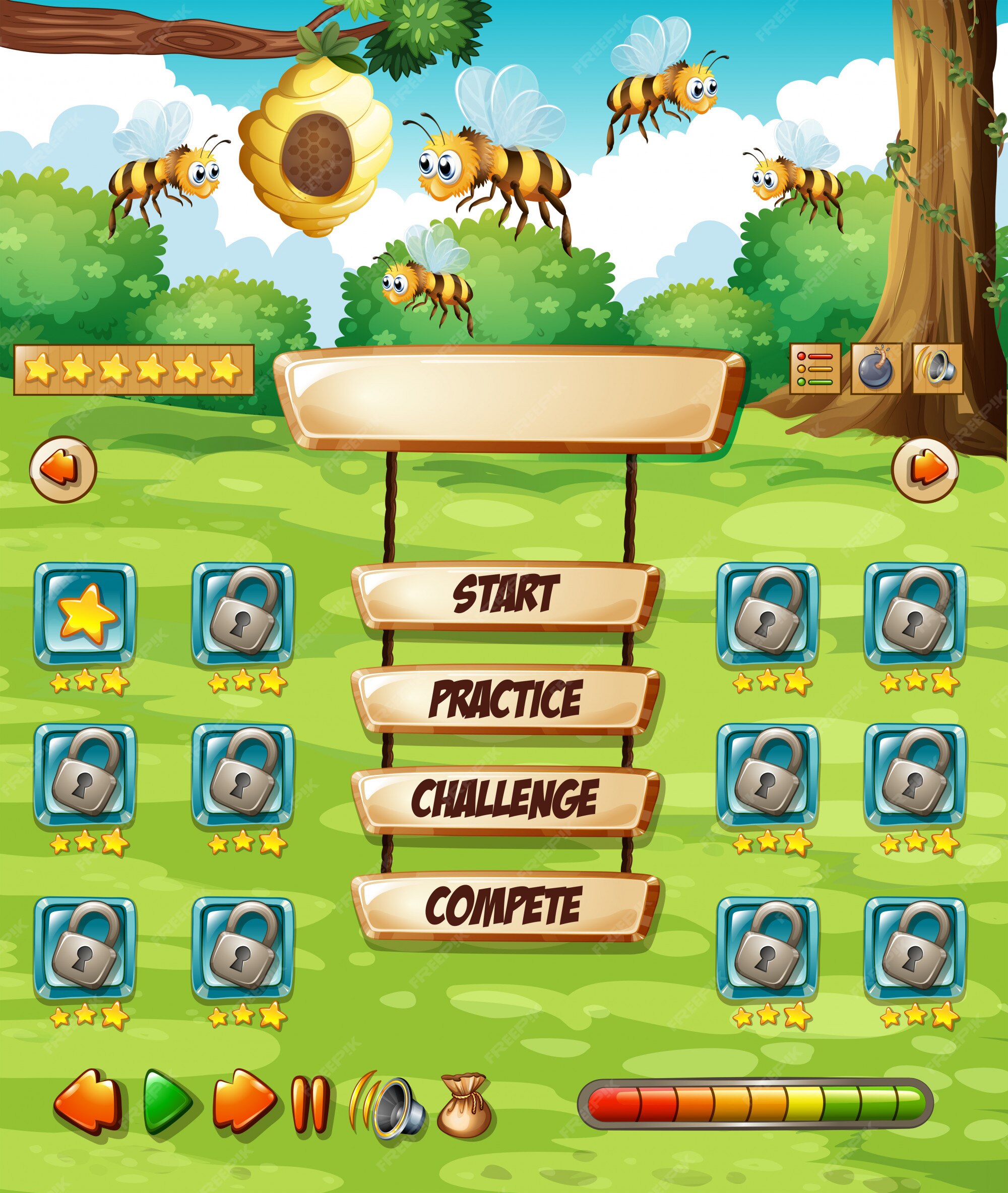 Premium Vector A bee game template