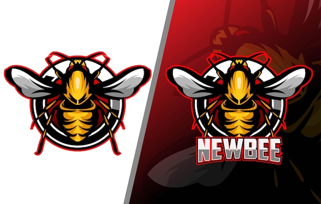 Bee gaming mascotte esport logo premium vector