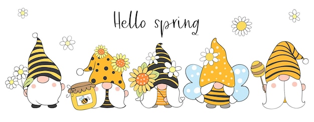 Bee gnomes with flower for spring