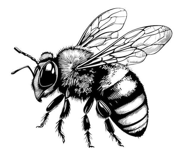 Vector bee hand drawn sketch insects vector illustration