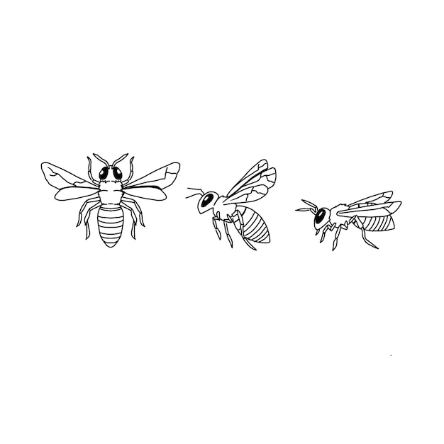 bee hand getrokken doodle illustraties vector set