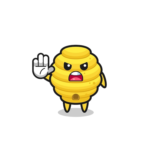 Bee hive character doing stop gesture