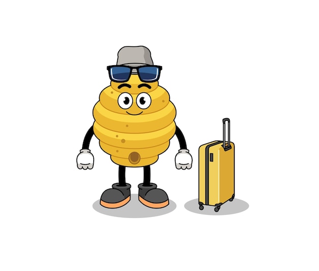 Bee hive mascot doing vacation