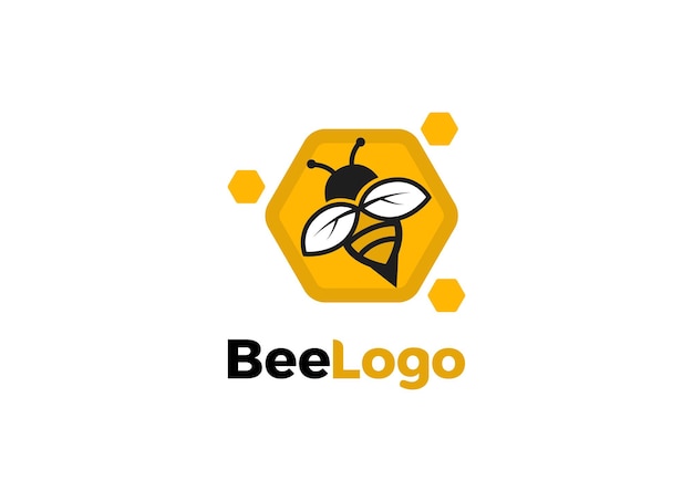 The bee and honey comb logo design vector illustration