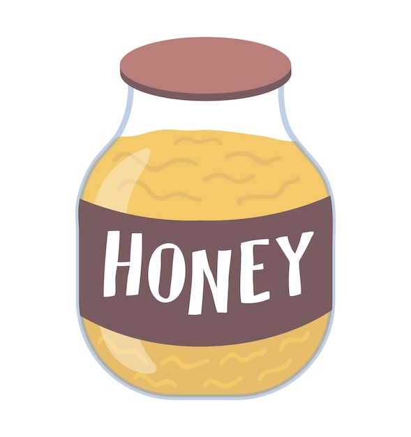 Bee honey jar with text icon sweetness bank organic natural dessert mead cartoon vector illustration...