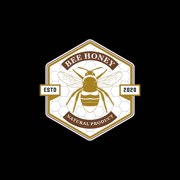 Bee honey premium vintage logo  template