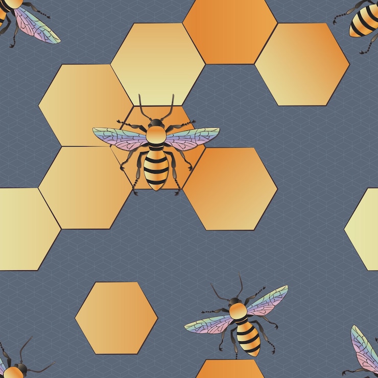 वेक्टर bee honeybee pattern insect hand drawn colorful seamless pattern