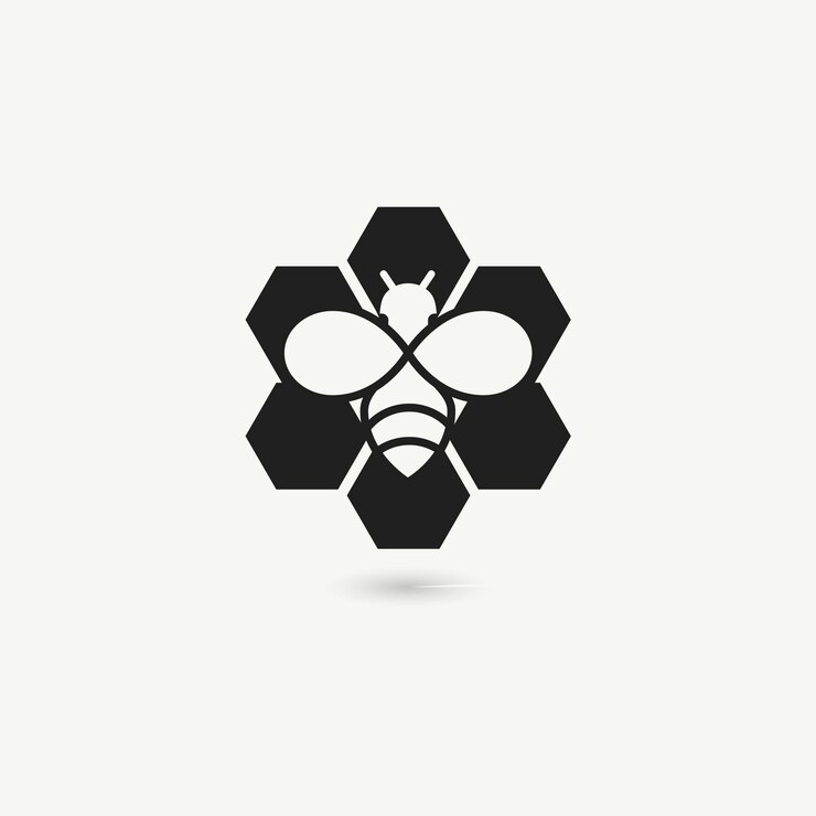 Vector bee honeycomb logo