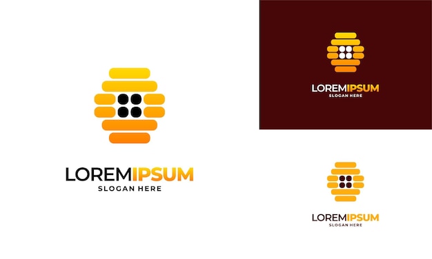 Вектор концепции дизайна логотипа дома пчелы, векторная иллюстрация шаблона логотипа фермы медового дома