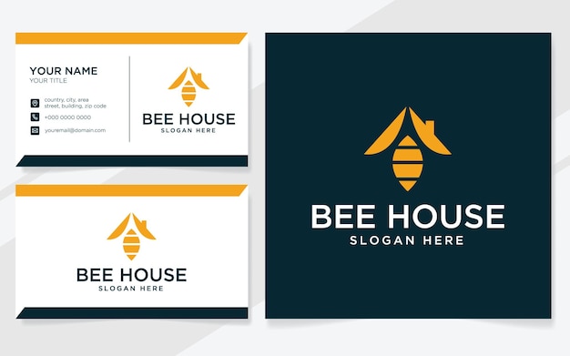 Bee house logo suitable for company with business card template