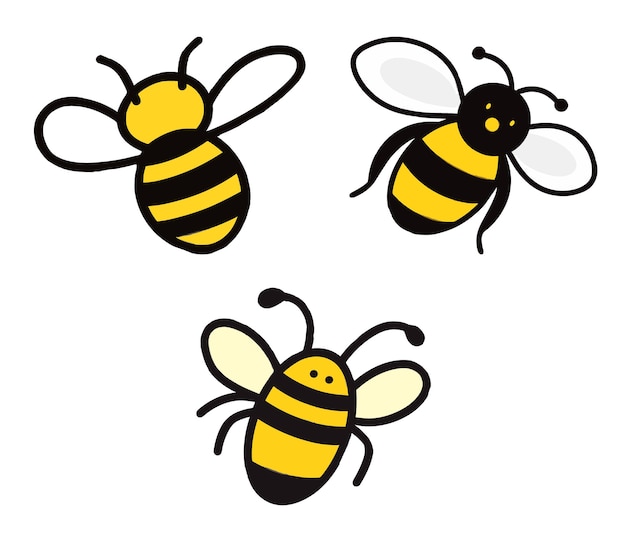 bee icon white background isolated illustration minimal clipart vector style