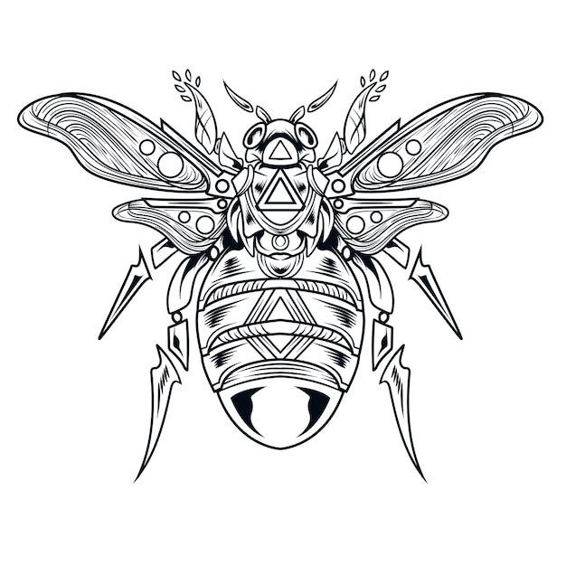 Bee illustration with ornament style