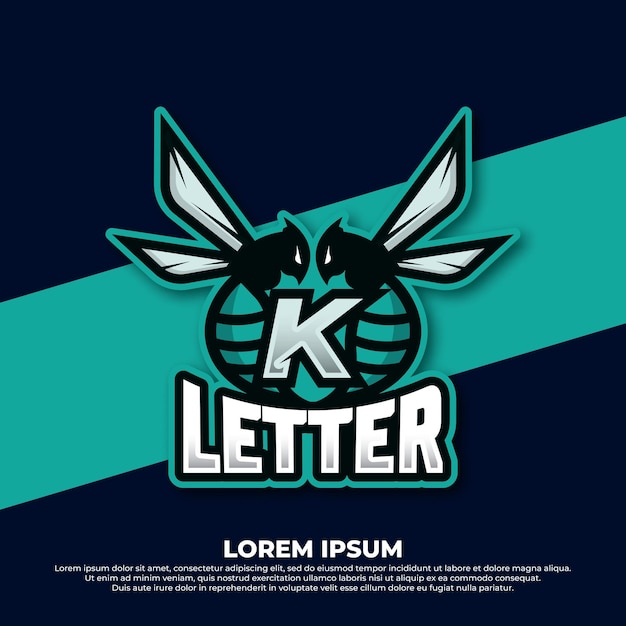 Bee letter k logo design hornet bee mascot esport logo design angry bee esport mascot logo icon