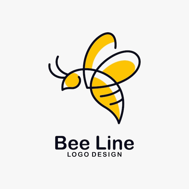 Bee lijn kunst logo ontwerp