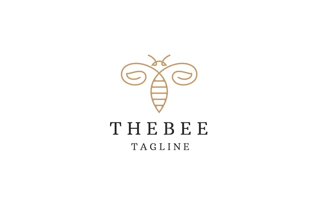 Bee lijn logo pictogram ontwerp sjabloon platte vector