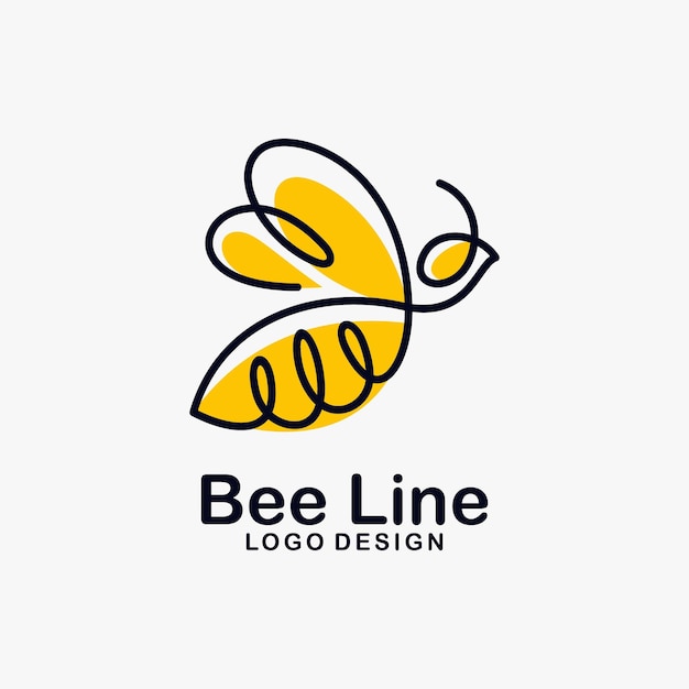 Bee line art logo design