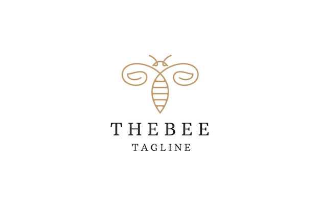 Bee line logo icon design template flat vector