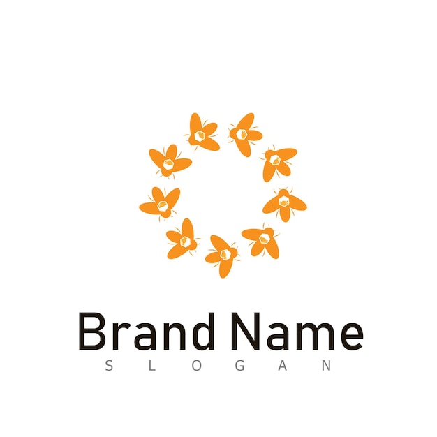 Bee logo animal honey design