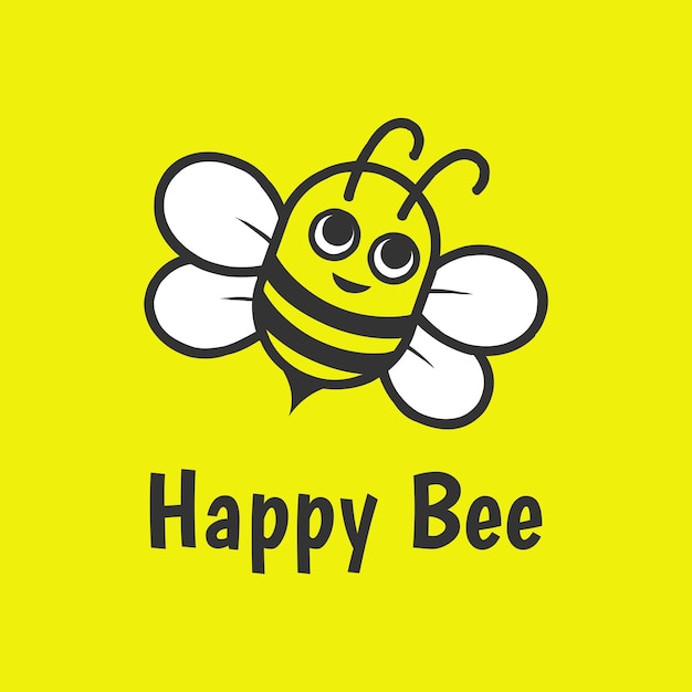 Bee logo design funny cartoon concept