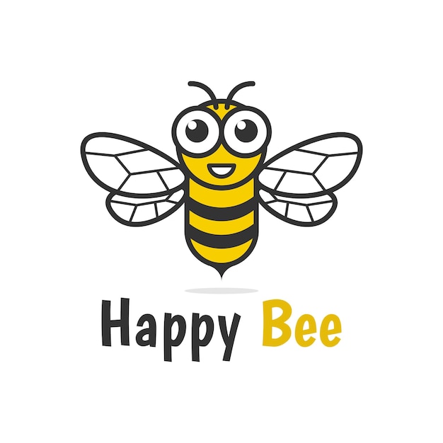 Bee logo design funny cartoon concept