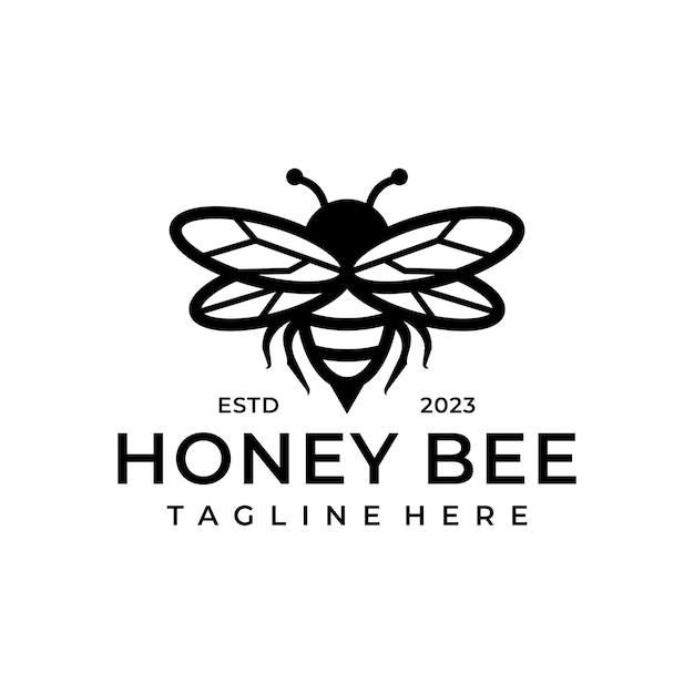 Bee logo design template inspiration hand drawn honey bee vector illustration