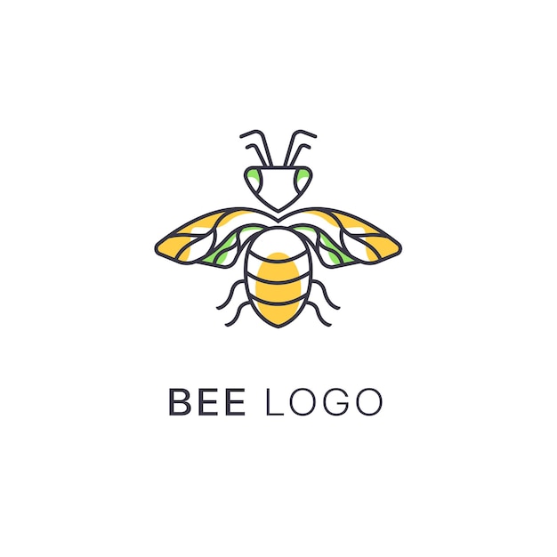 Bee logo design template outline line art concept