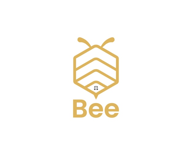 白い背景の上の蜂のロゴ デザイン ベクトル テンプレート