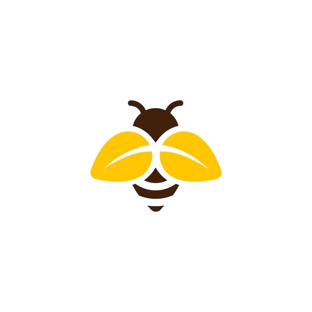 葉の翼のコンセプトを持つ蜂のロゴデザイン