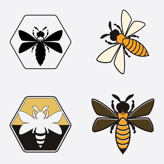 Bee logo illustrations design icon