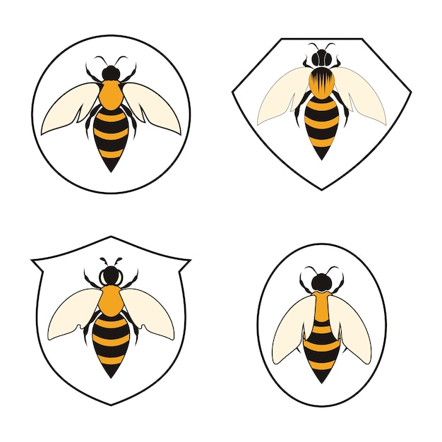 Bee logo illustrations design icon