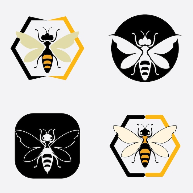 꿀벌 로고 일러스트 디자인 아이콘