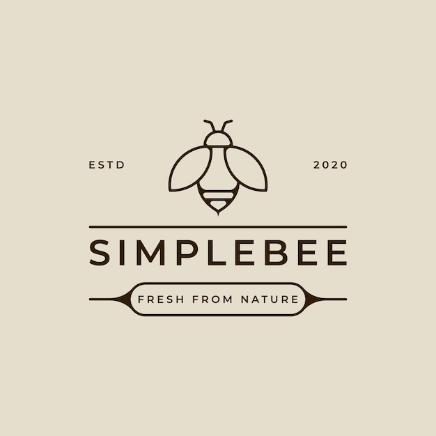 Пчелиный логотип линии искусства вектор простой иллюстрации шаблон иконки графический дизайн медовый улей знак или символ для продукта из природного бизнеса
