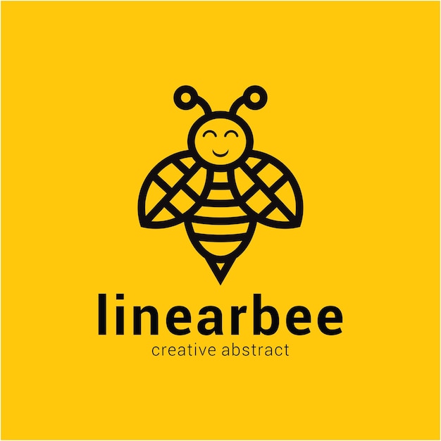 Bee logo linear vector icon. vector