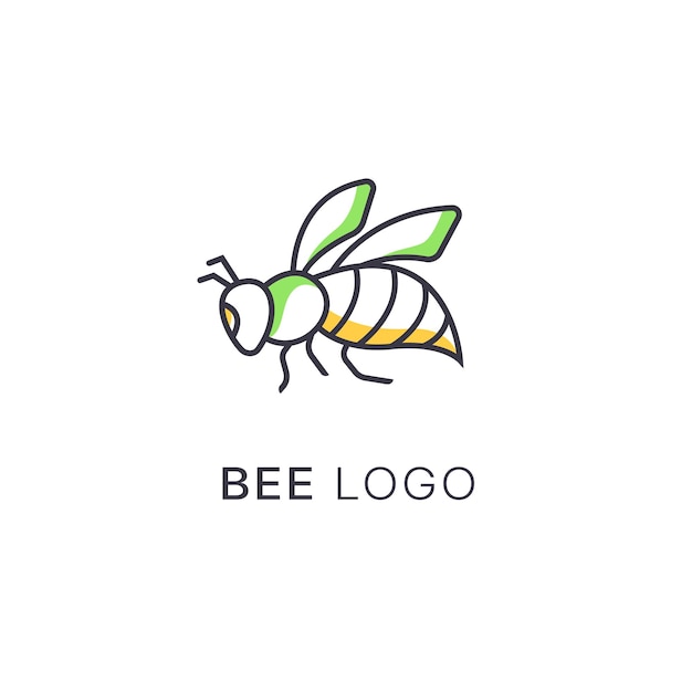 Bee logo ontwerpsjabloon overzicht lijn kunst concept