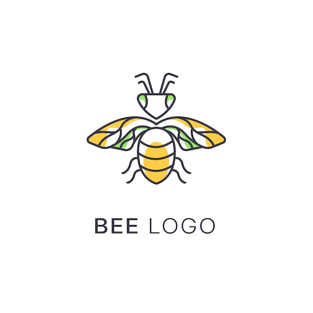 Bee logo ontwerpsjabloon overzicht lijn kunst concept