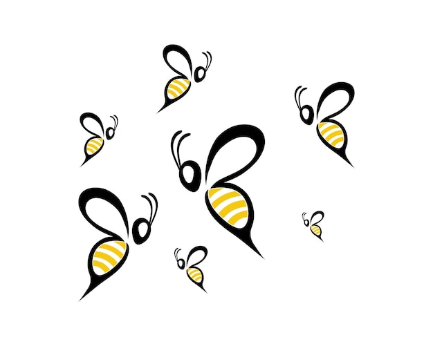꿀벌 로고와 상징 벡터 템플릿