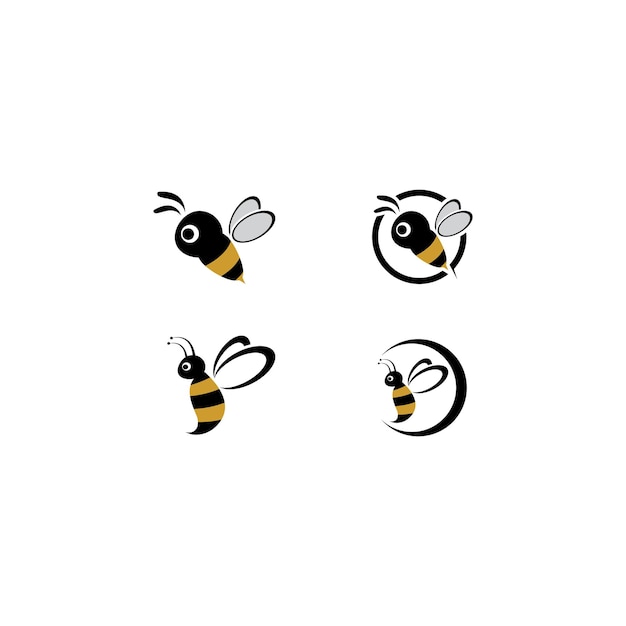 Bee logo template vector icon illustration